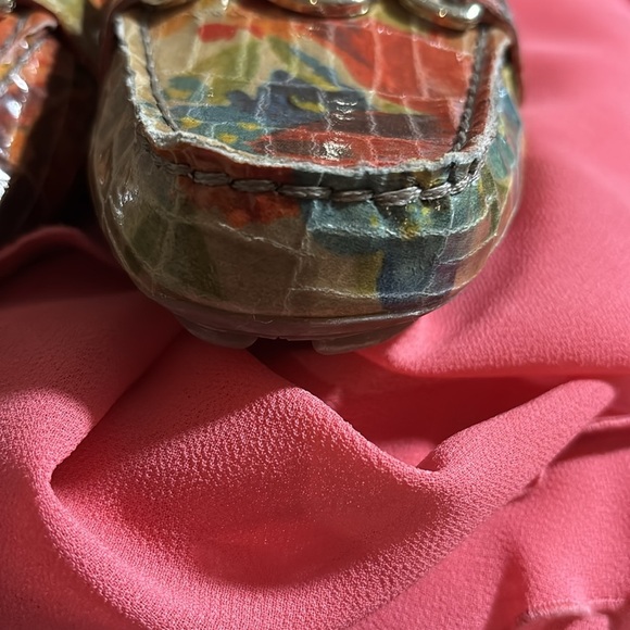 7 Anne Klein Iflex loafers gold chain floral faux alligator shoes slip on unique - Picture 5 of 6